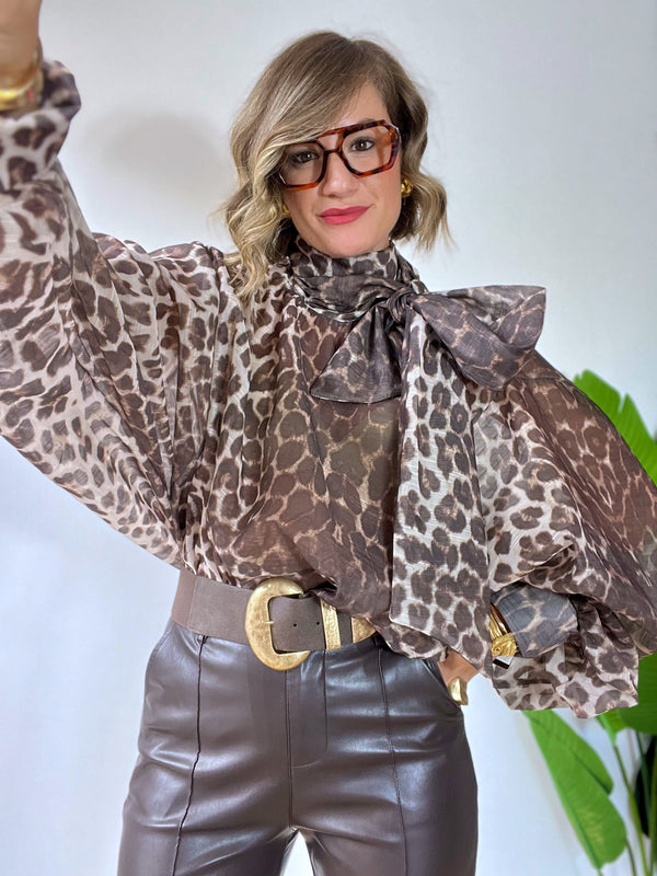 Camicia animalier super-ampia