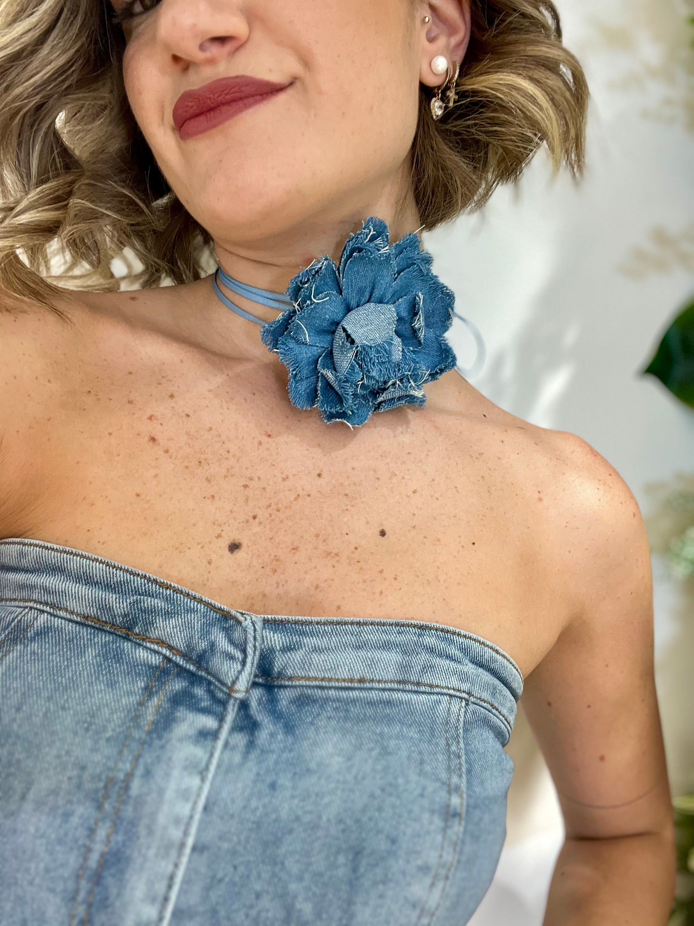 Chocker rosa di jeans