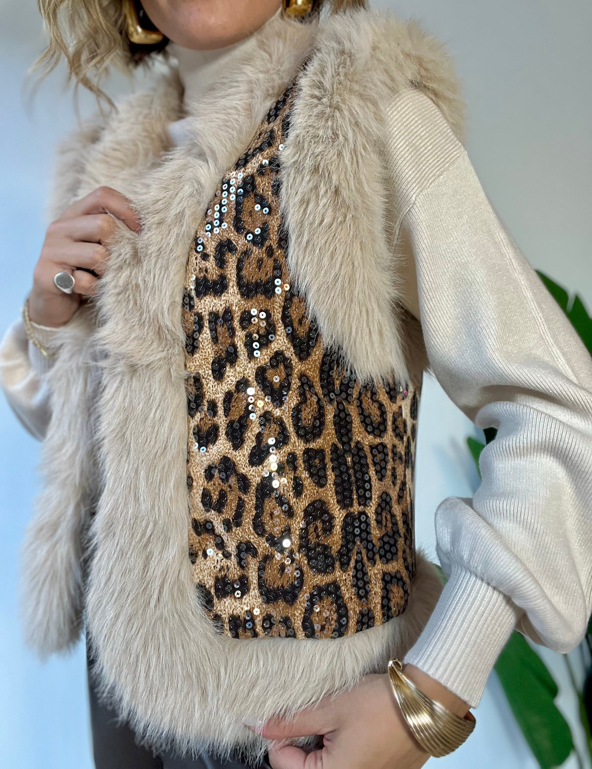 Gilet ecopelliccia + tessuto animalier